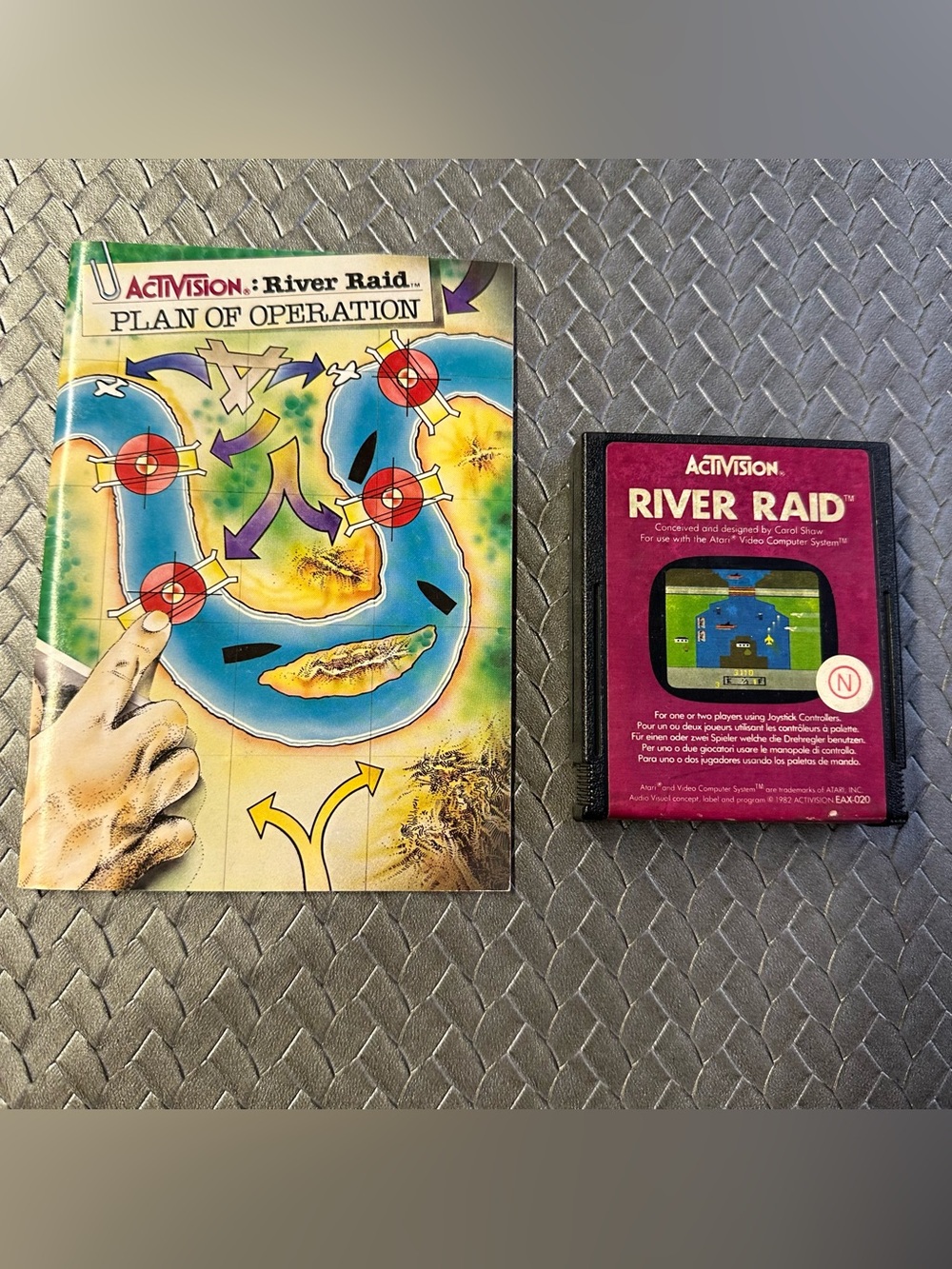 Activision River Raid Video Game Cartridge & manual. Atari 2600